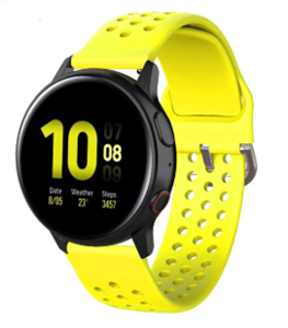 Strap-it Samsung Galaxy Watch 42mm siliconen bandje met gaatjes (geel)