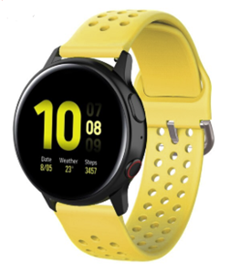 Strap-it Samsung Galaxy Watch Active siliconen bandje met gaatjes (geel)