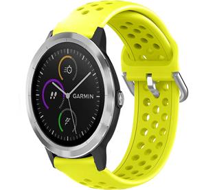 Strap-it Garmin Vivoactive 3 siliconen bandje met gaatjes (geel)