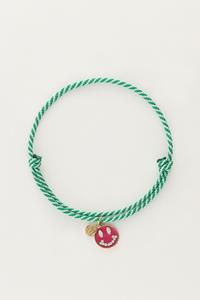 My jewellery Candy groene touw armband met smiley