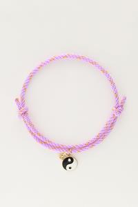 My jewellery Candy lila touw armband met yinyang