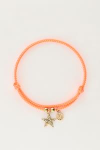 My jewellery Candy oranje touw armband met ster