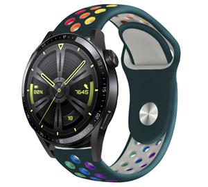 Strap-it Huawei Watch GT 3 46mm sport band (dennengroen kleurrijk)