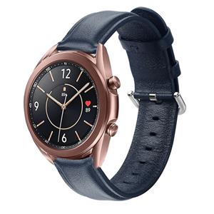 Strap-it Samsung Galaxy Watch 3 41mm leren bandje (donkerblauw)