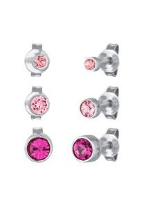 Elli Ohrring-Set Stecker Set Kristalle Rosa 925 Silber