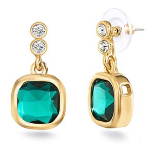 Lulu & Jane Paar Ohrhänger Ohrhänger gelbgold verziert mit Kristallen von Swarovski weiß Glas grün