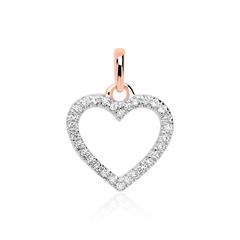 Unique 14 k roségouden hanger hart voor dames, Diamanten