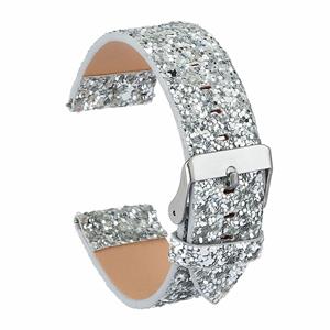 Strap-it Polar Ignite 3 leren glitter bandje (zilver)