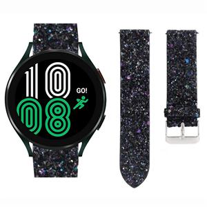 Strap-it Samsung Galaxy Watch 5 - 44mm leren glitter bandje (zwart)