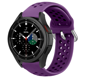 Strap-it Samsung Galaxy Watch 4 Classic 46mm siliconen bandje met gaatjes (Paars)