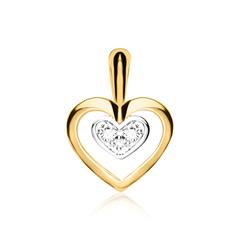 Unique Dames hanger met hart in 14 karaat goud met Diamanten