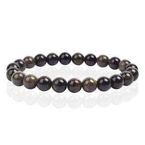 Memphis Natuursteen Armband met 8mm Kralen  - Gold Obsidian