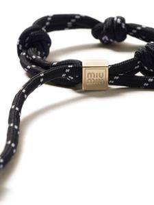 Miu Miu logo-charm rope bracelet - Zwart