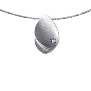 Gedenkartikelen Design ashanger van zilver met asbuisje en zirkonia