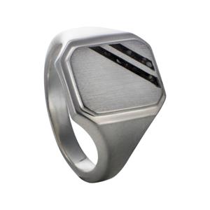 Gedenkartikelen Ring in zilver met open askamer en 2 sierlijke lijnen in kader