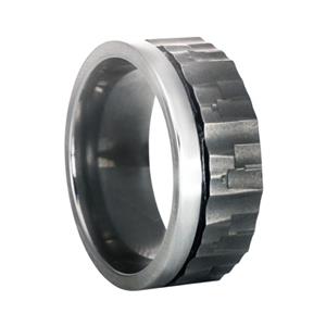 Gedenkartikelen Titanium ring met ruw en glad gedeelte en ronde askamer tussenin