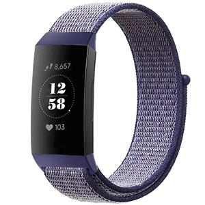 Strap-it Fitbit Charge 3 nylon bandje (donkerblauw)