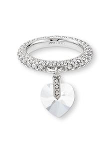 Jimmy Choo heart-charm crystal ring - Zilver