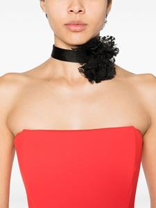 Dolce & Gabbana floral-appliqué satin choker necklace - Zwart