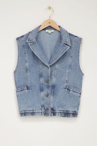 My jewellery Blauw denim gilet met elastische tailleband