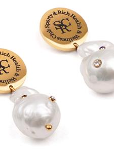 Sporty & Rich rhinestone-embellished pearl earrings - Wit