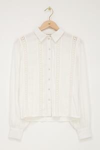 My jewellery Witte crinkle blouse met tapes