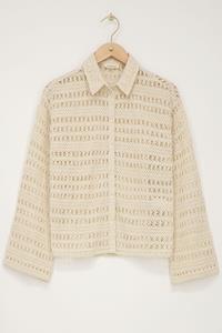 My jewellery Beige gehaakte blouse met flared mouwen