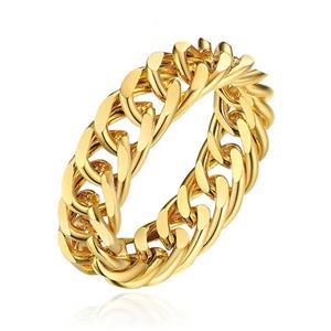 Cilla Jewels Damesring met Cuban Link Schakel - Goudkleurig -16mm