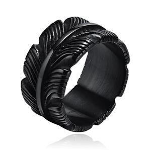 Mendes Jewelry Ring voor Mannen - Veer Zwart-17mm