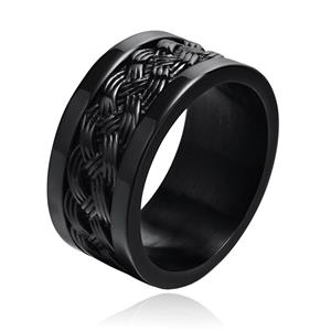 Mendes Zwarte mannen Ring Verweven Band -  Jewelry-17mm