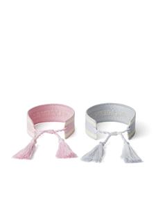 Karl Lagerfeld Twee geweven armbanden met geborduurd logo - Roze