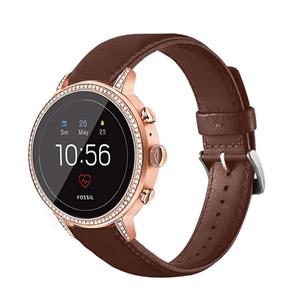 Strap-it Withings ScanWatch 2 - 38mm leren band (roodbruin)