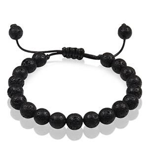 Memphis Verstelbare kralen armband  Zwart Lavasteen 8mm