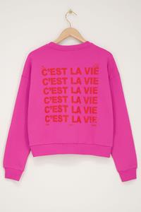 My jewellery Roze sweater C'est la vie