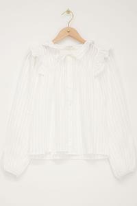 My jewellery Witte ruffle blouse met strikdetail