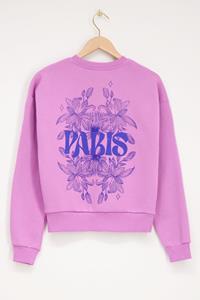 My jewellery Paarse sweater Paris met bloemen