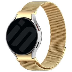 Strap-it Samsung Galaxy Watch 4 44mm 'One push' Milanese band (goud)
