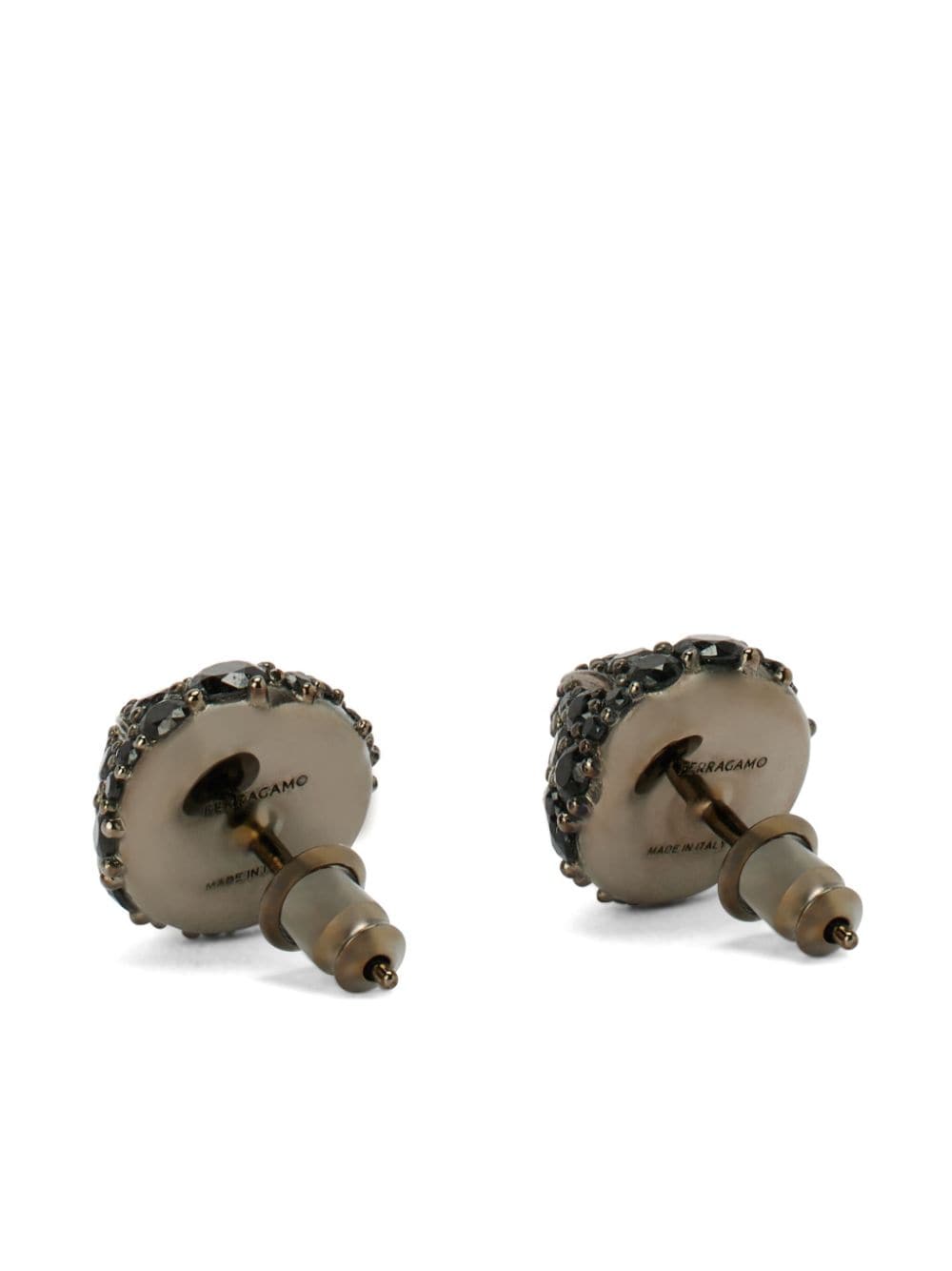 Ferragamo Pine Cone rhinestone-embellished earrings - Zwart