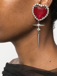 Alessandra Rich glass crystal-embellished heart earrings - Rood