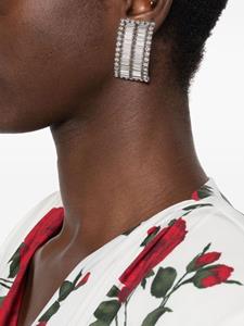 Alessandra Rich baguette-cut crystal earrings - Zilver
