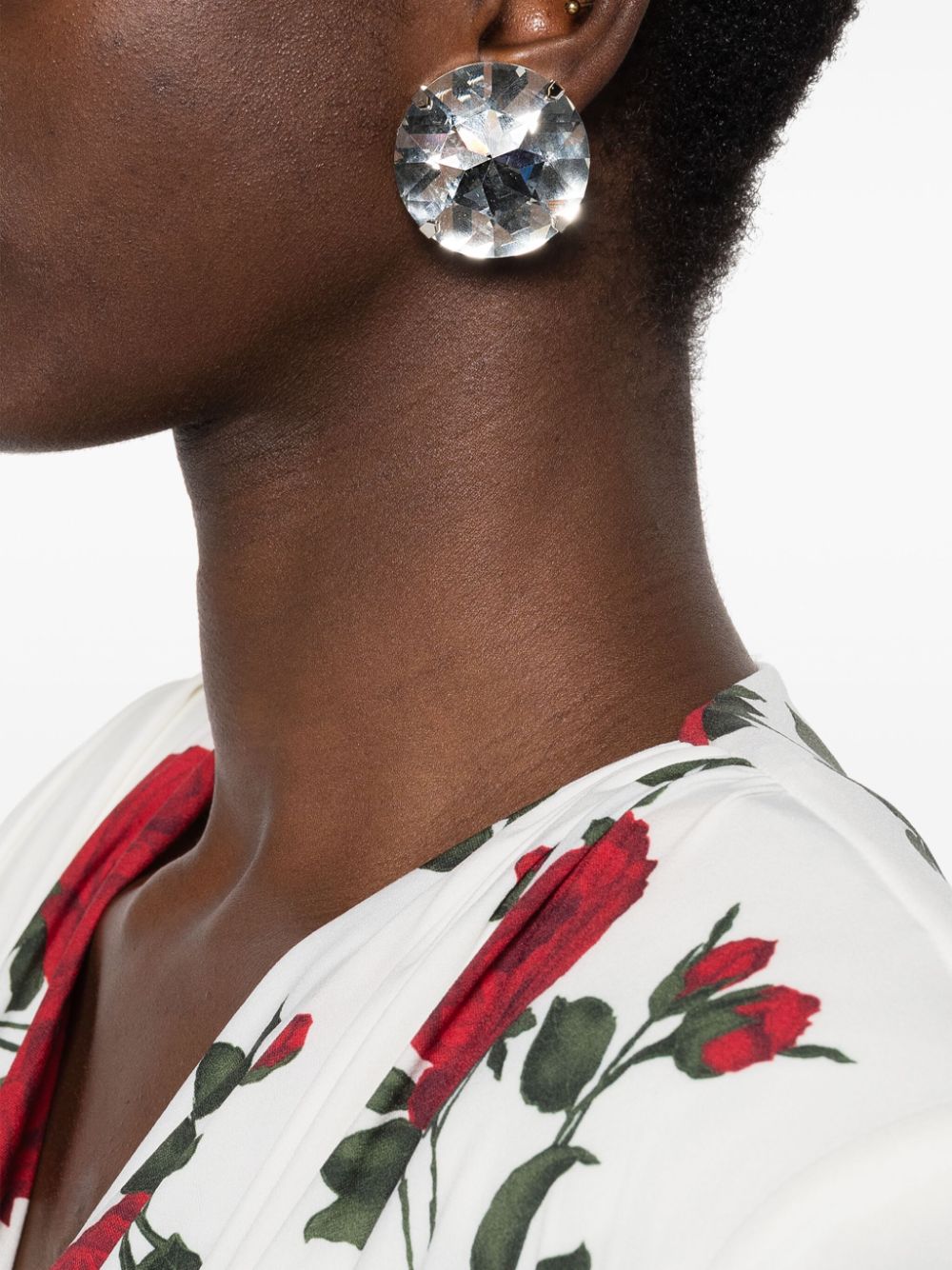 Alessandra Rich round-cut crystal earrings - Zilver