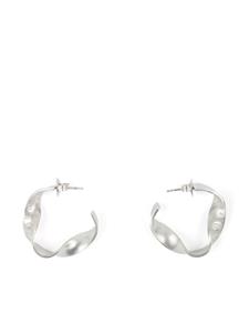 MM6 Maison Margiela engraved-numbers twisted hoop earrings - Zilver