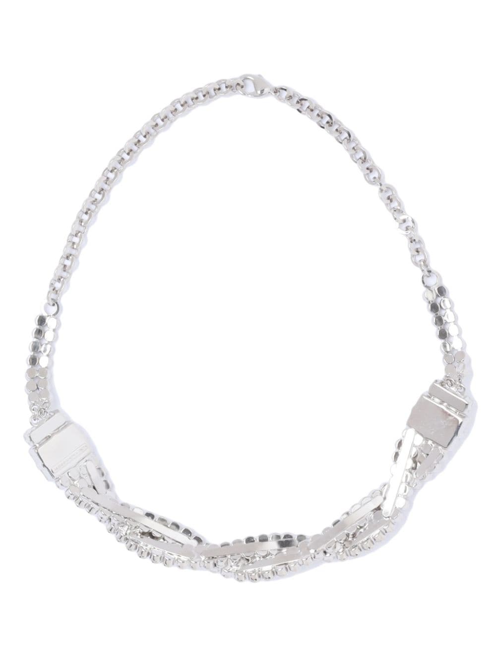 Alessandra Rich crystal-embellished twist collar nekclace - Zilver