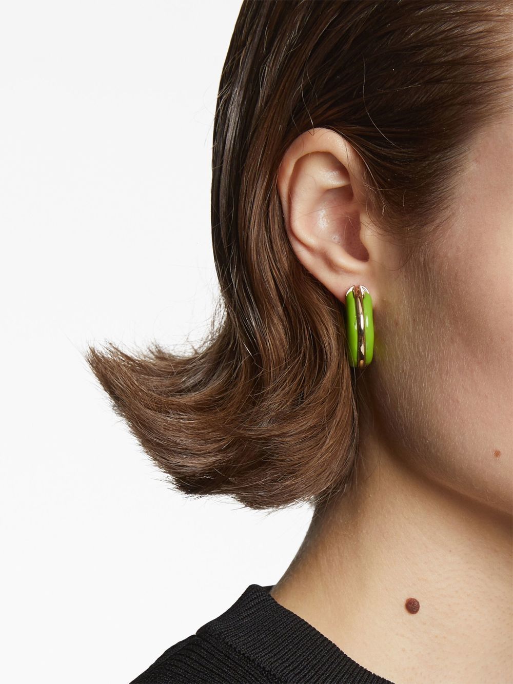 Proenza Schouler enamel mini hoop earrings - Groen
