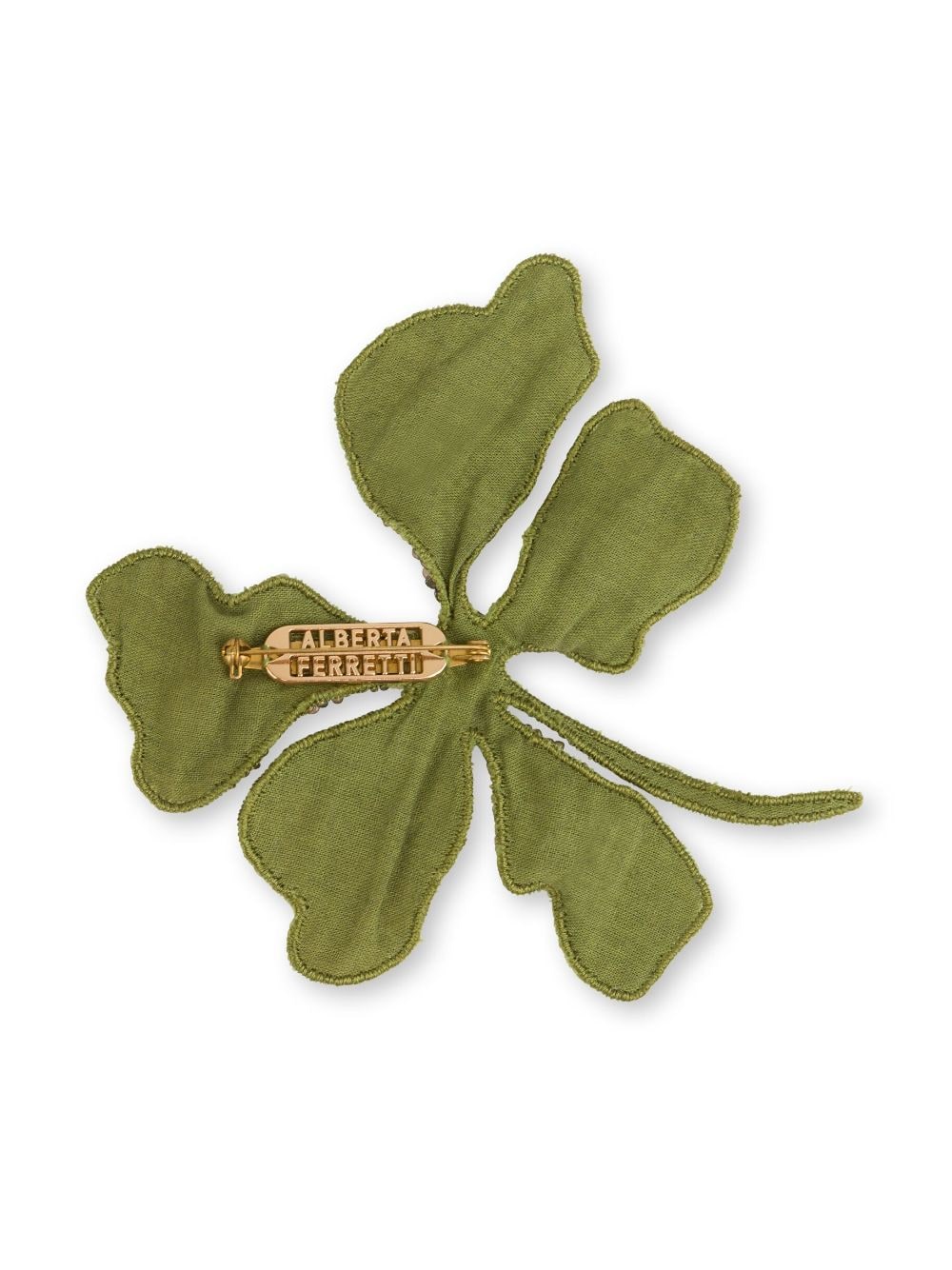 Alberta Ferretti beaded floral brooch - Groen