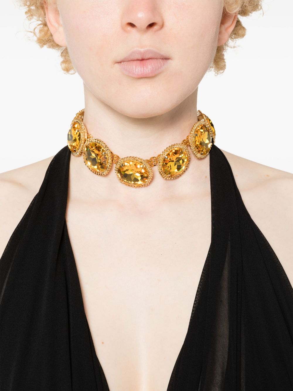 Rowen Rose crystal-embellished necklace - Geel
