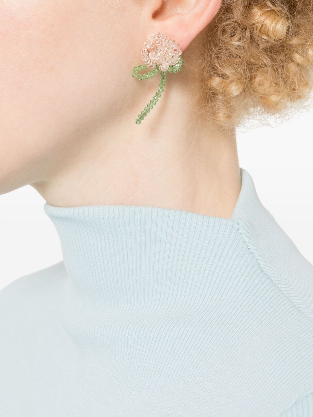 Simone Rocha floral-shape beaded earrings - Beige