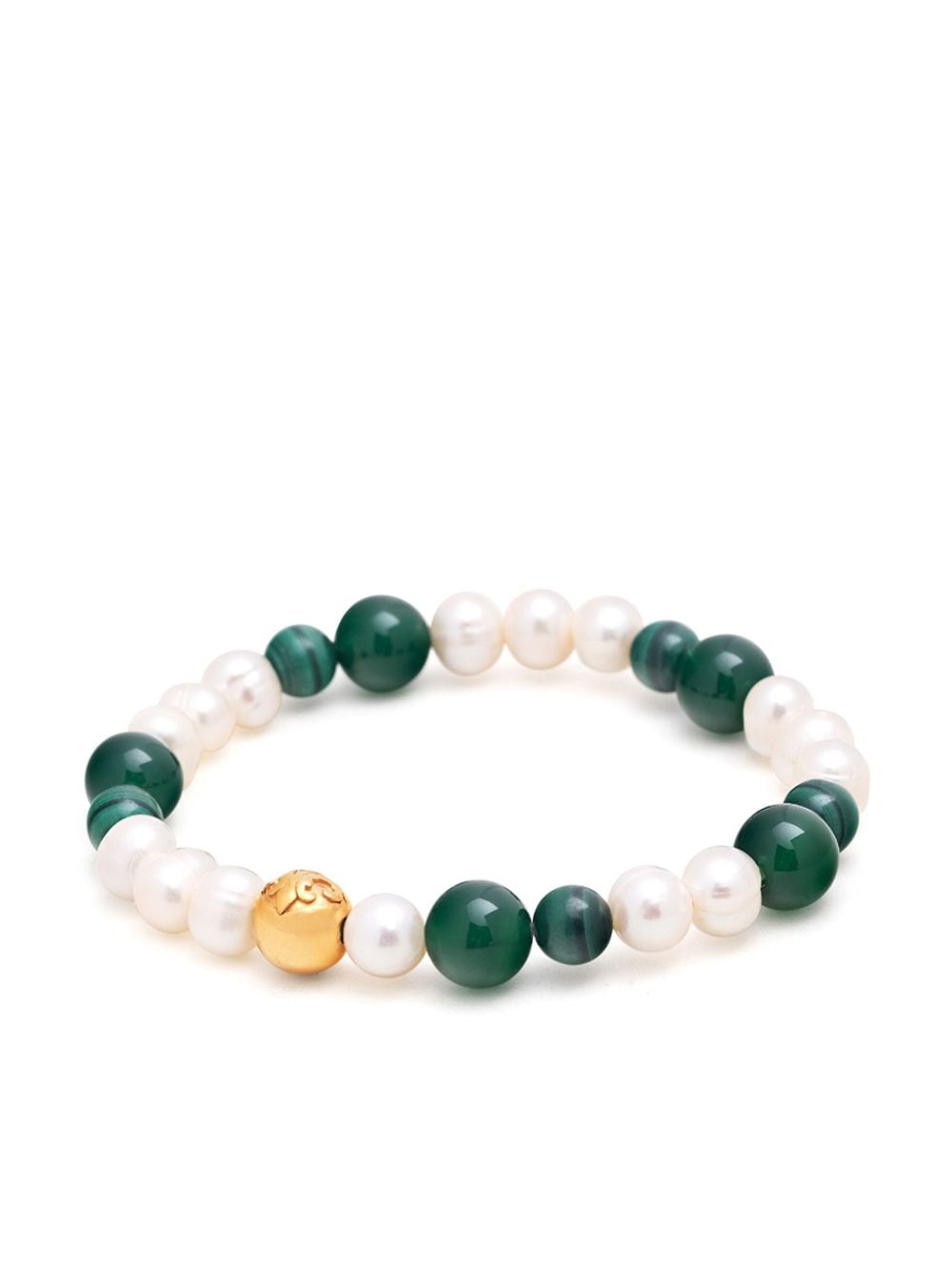 Nialaya Jewelry engraved-detail pearl bracelet - Groen