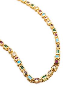 Nialaya Jewelry Mosaic Tennis pendant necklace - Goud