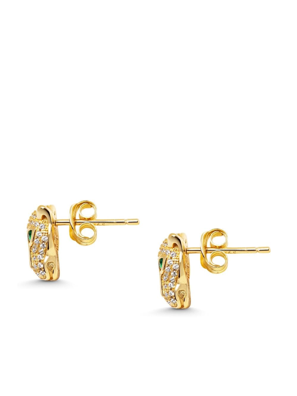 Nialaya Jewelry sterling silver Panther stud earrings - Goud